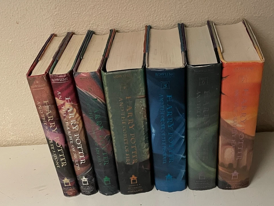 Complete Set of all 7 First Am Ed 1st Print Harry Potter HC DJ books Foto 3 de 4
