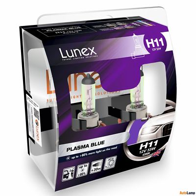 Lunex H11 Genuine PLASMA BLUE 55W 12V Halogen Car Headlamps PGJ19-2 4200K Twin