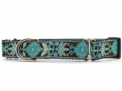 Boho Peacock Medium width Martingale Dog Collar by Diva Dog