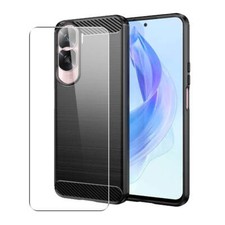 Carbon Case for Honor Phone Cover + Glass Screen Protector