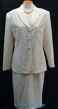ST. ANTHONY EVENING ivory beaded church skirt suit jacket MOB Blazer set SIZE 8