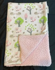Baby Girl's Blanket Pink Sherpa White Raccoon Owl Fox Forest Blankets  Beyond