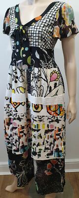 MAURIZIO PECORARO MILANO Maxikleid mehrfarbig Patch Kurzarm UK10