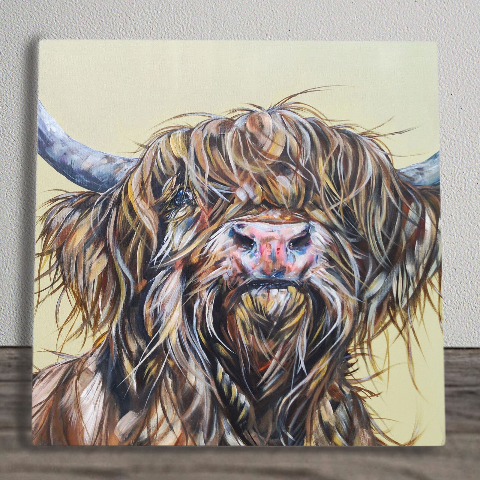 Highland Cow Ceramic Tile Picture Plaque Sign Wally Mcwindy Sam Fenner 20x20cm
