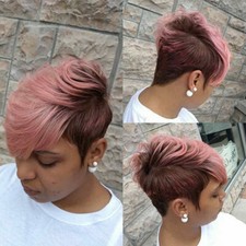 Pelucas cortas marrón rosa corte pixie pelo sintético para mujer moda fiesta pelucas