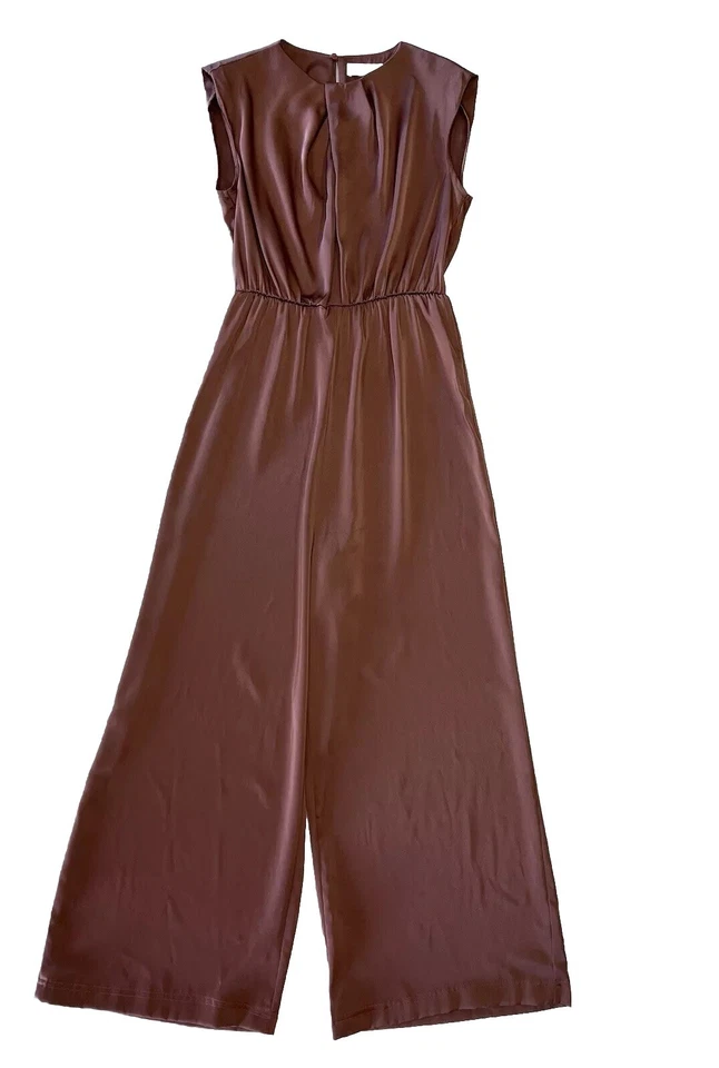 Mono ASTR The Label Satinado Twist Frontal Pierna Ancha En Malva Talla S AP7241 ¡Bonito! Foto 2 de 4