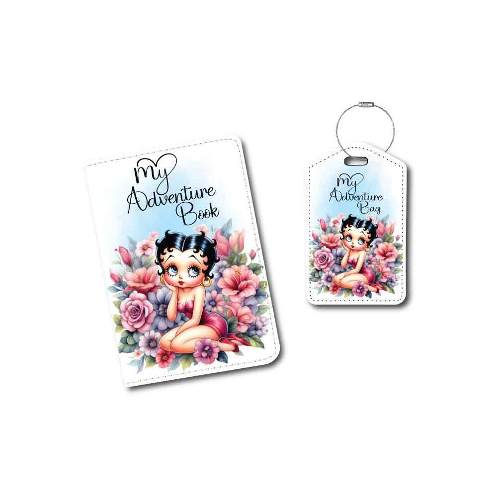 Passport Holder Passport Cover Luggage Tag | Betty Boop Flowers-image