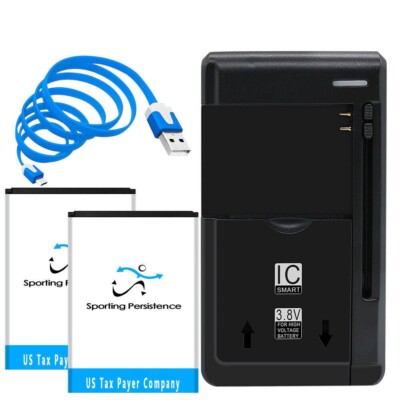 Bundle of 1600mAh Lithium Battery Travel Charger Cable for Doro 7060 DBS-1350A