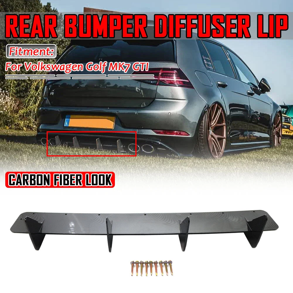 Auto Heckstoßstange Diffusor Lip Spoiler für VW Golf 7.5 GTI 2017-2020,  Heck Stoßstange Chassis Shark Fin Spoiler Antikollisions Kratzfeste Auto  Body