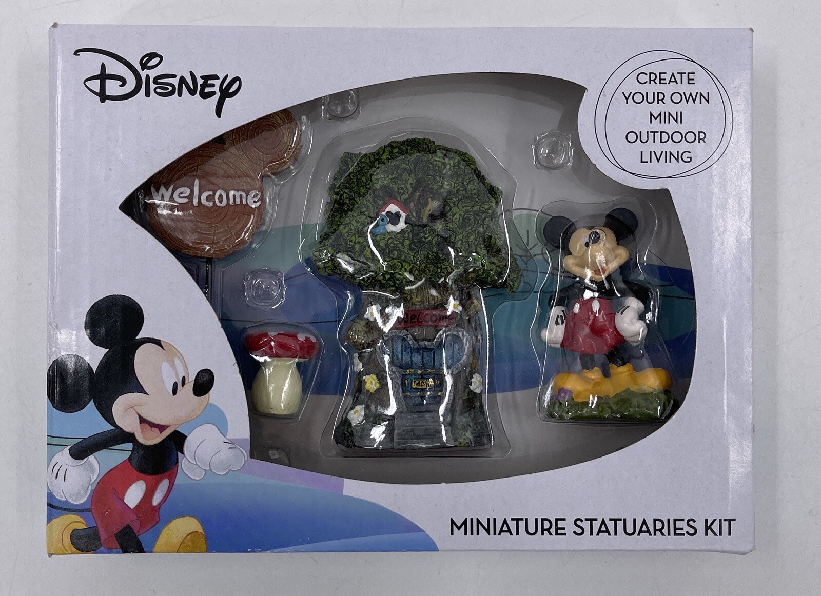 NEW IN BOX Disney Mickey Mouse Fairy Garden Miniature Statuaries Kit 4