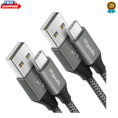 [2-Pack, 2Ft] USB C Cable 3A Fast Charge, USB a to Type C Charger Cord Braided