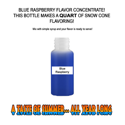 BLUE RASPBERRY MIX Snow CONE/SHAVED ICE Flavor QUART #1 CONCESSION SUPPLIES