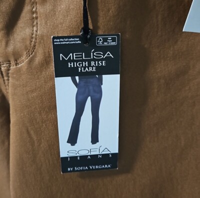 New Sofia Jeans Women Sz 14 Melisa Flare High Rise Coated Pants, 33.5'' Inseam