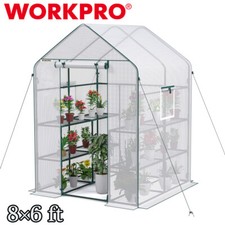 WORKPRO 8'x6' Heavy Duty Walk-in Greenhouse Instant Pop-up Gardening Green House