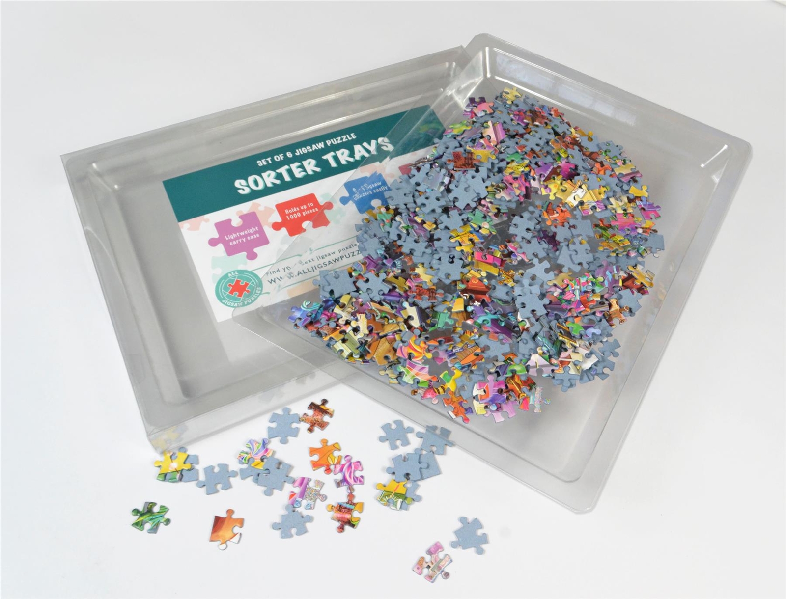 Jigsaw Puzzle Sorter Trays  Pack of 6 and Carry Case sorting Up to 1000 pieces