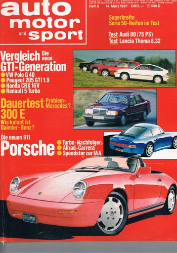 Zeitschrift Auto Motor und Sport AMS März 1987 Nr.6 Lancia Thema VW Polo G40