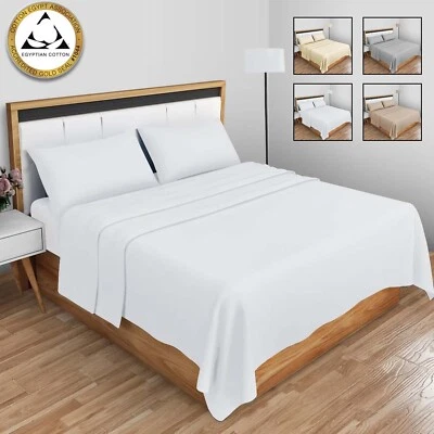 SUPREMEBEDDING Luxury 100% Egyptian Cotton Flat Sheet 400TC Bed Sheets Single Double King Size
