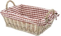 Weidenschale Obstschale Brotkorb, Karierte Stoffeinlage, Obst Korb Brot KöRbchen