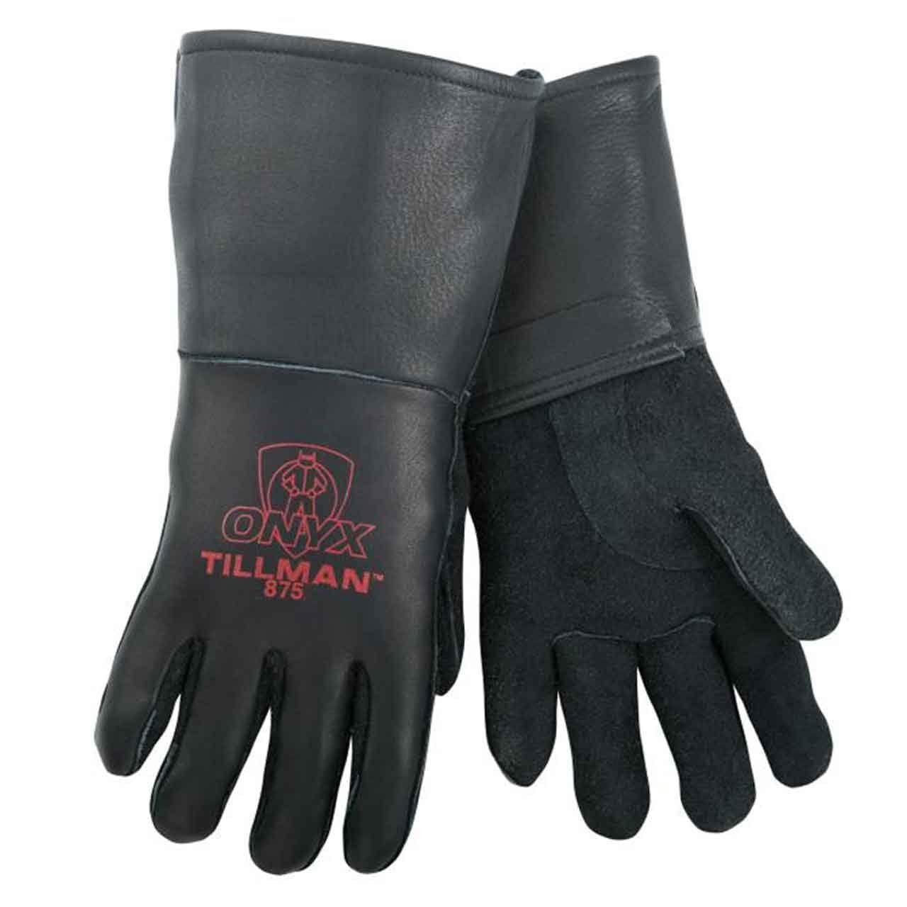 Medium Black Elkskin CottonFoam Lined Welders Gloves with Top Grain Elkskin Cuff