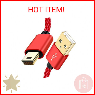 Mini USB Cable,6ft Braided Type A Male to Mini B Cable Data Charging Cable for G