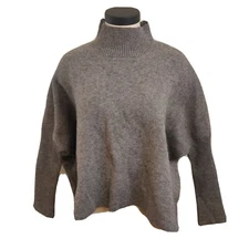 Pol Women's Turtleneck Sweater Cropped Gray Loose Size M Pullover Angora     3E