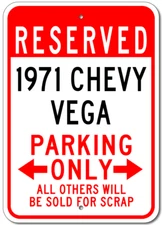 1971 71 CHEVY VEGA Chevrolet Custom Parking Sign Garage Aluminum Plaque Decor