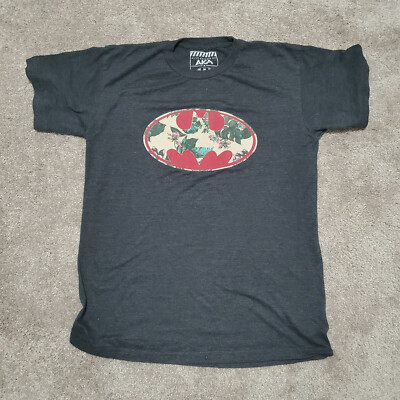 AKA Brand Batman Logo T-Shirt Men s Medium Floral Graphic Heather Grey