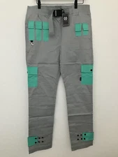 The Hideout Men’s Gray Tan Technical Joggers Cargo Pants Multi Pocketed L