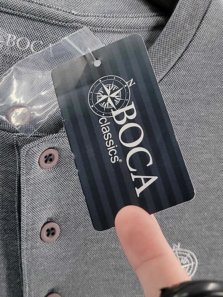 Camiseta Masculina Boca Classics Manga Longa Tamanho Pequeno Cinza Sólido Mistura de Rayon Nova com etiquetas - Imagem 4 de 4