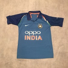 Nike India Cricket Oppo Jersey Polo Shirt Blue Orange Mens Size 42 Aman 5