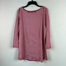 Charter Club Womens XXL Red Barn Stripes Button Detail 3/4 Sleeves Top NWT CG19