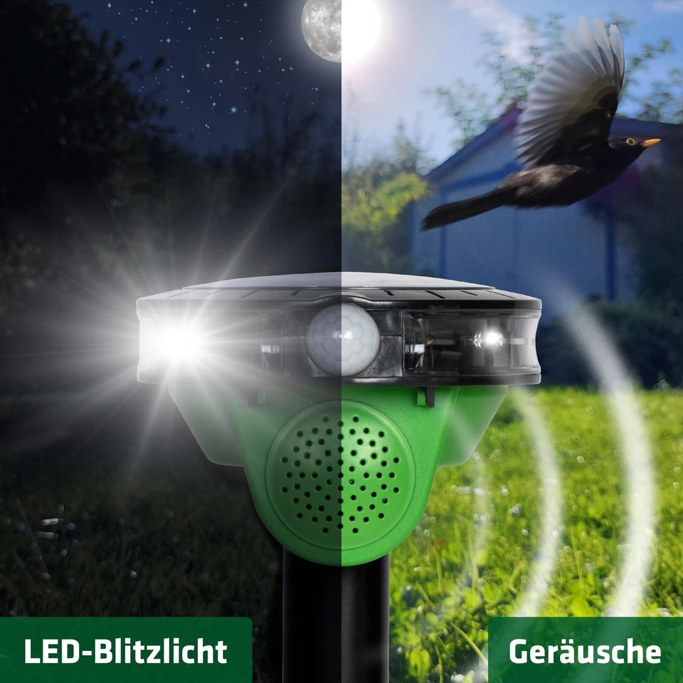 ® Vogelabwehr Solar Vogelscheuche | 60m² Taubenschreck | Bewegungsmelder | 3 ... - Bild 4 von 4