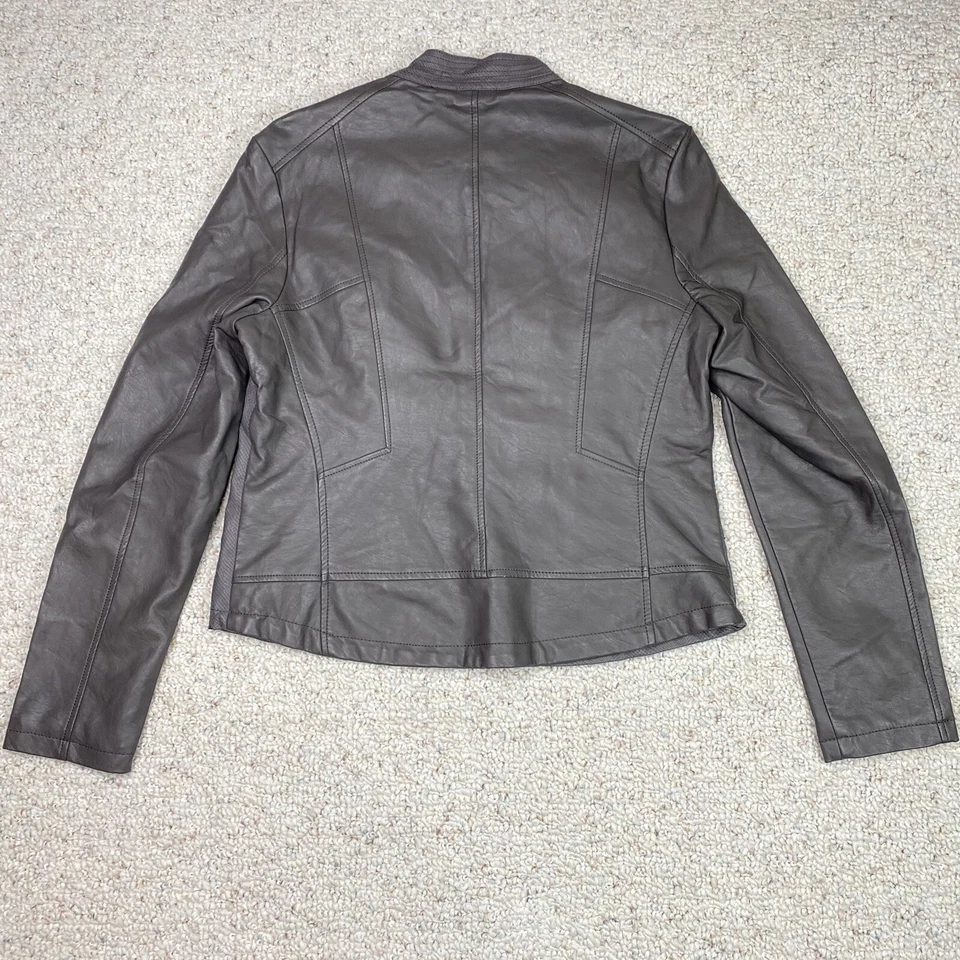 Xhilaration Juniors куртка sz XL серый змеиной кожи искусственной кожи полный молнии с подкладкой - Изображение 2 из 4