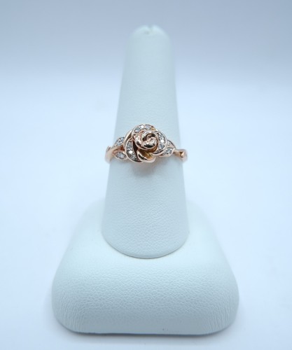 Enchanted Disney Belle 10kt Rose Gold Diamond Rose Ring Size 9