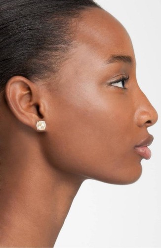 NWT Kate Spade Bright Ideal Round Stud Earrings Clear Rose Gold CZ - Imagen 5 de 5