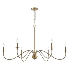 Kira Home Archer 47" 6-Light Large Modern Chandelier Curved Arms, Adjustable