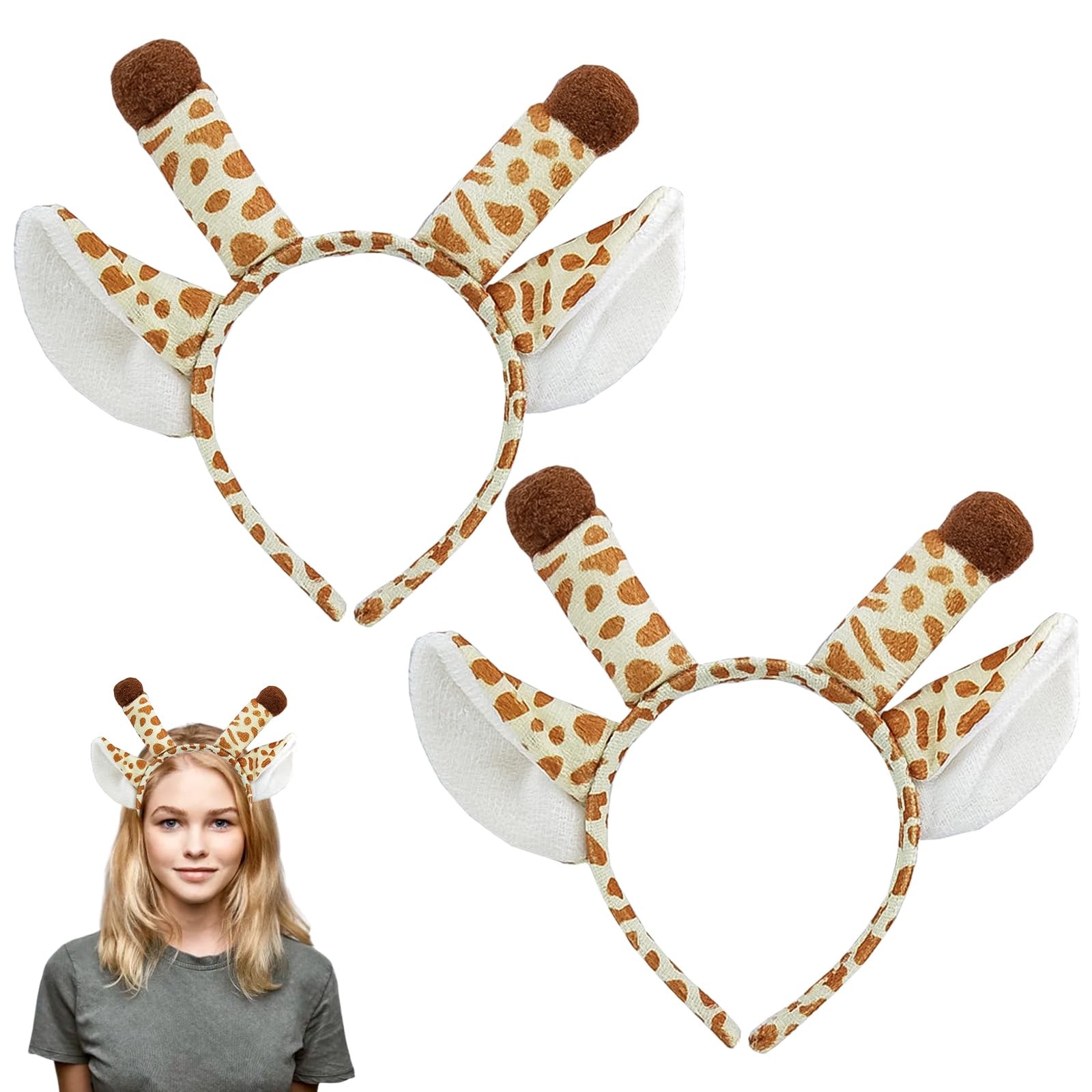 Serre-tête girafe avec oreilles en tissu set de déguisement pour carnaval et kermesse