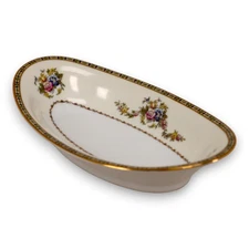 Noritake M Morimura Oval Vegetable Bowl Swags Plain Yellow Band Gold Trim 1933