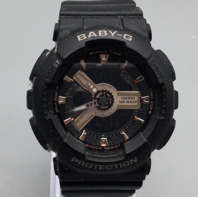 Casio Baby-G Watch Men BA-110XRG 43mm Black Rose Gold Tone New Battery