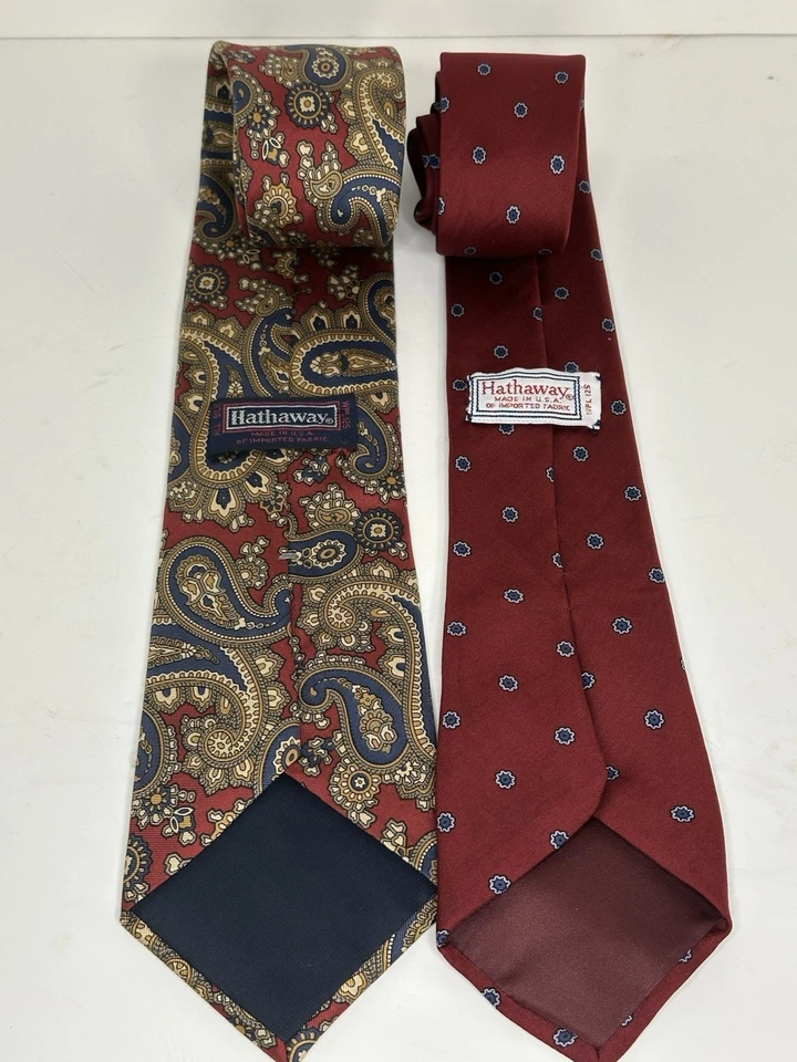 Hathaway, Men's Vintage Silk Ties, Lot Of 2, Made In USA, Multicolor/Pattern - Image 2 of 4