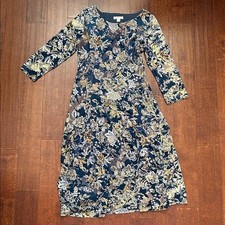 Coldwater Creek Velvet Burnout Floral Dress in Blue, Tea Length, Size Small