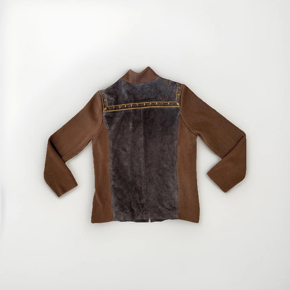 Chaqueta de Cuero Bordada Única Arte Usable Bob Mackie Talla Pequeña Foto 2 de 3