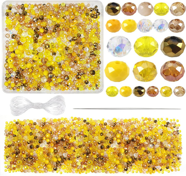 1000 StüCk Facettenperlen Gold 4Mm 6Mm 8Mm Glaskristall Perlen Facettierte Glasp-image