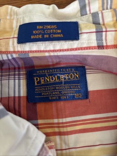 Pendleton Broadway Tuch kariert faltenfest Hemd Langarm bunt Herren XL - Bild 5 von 7