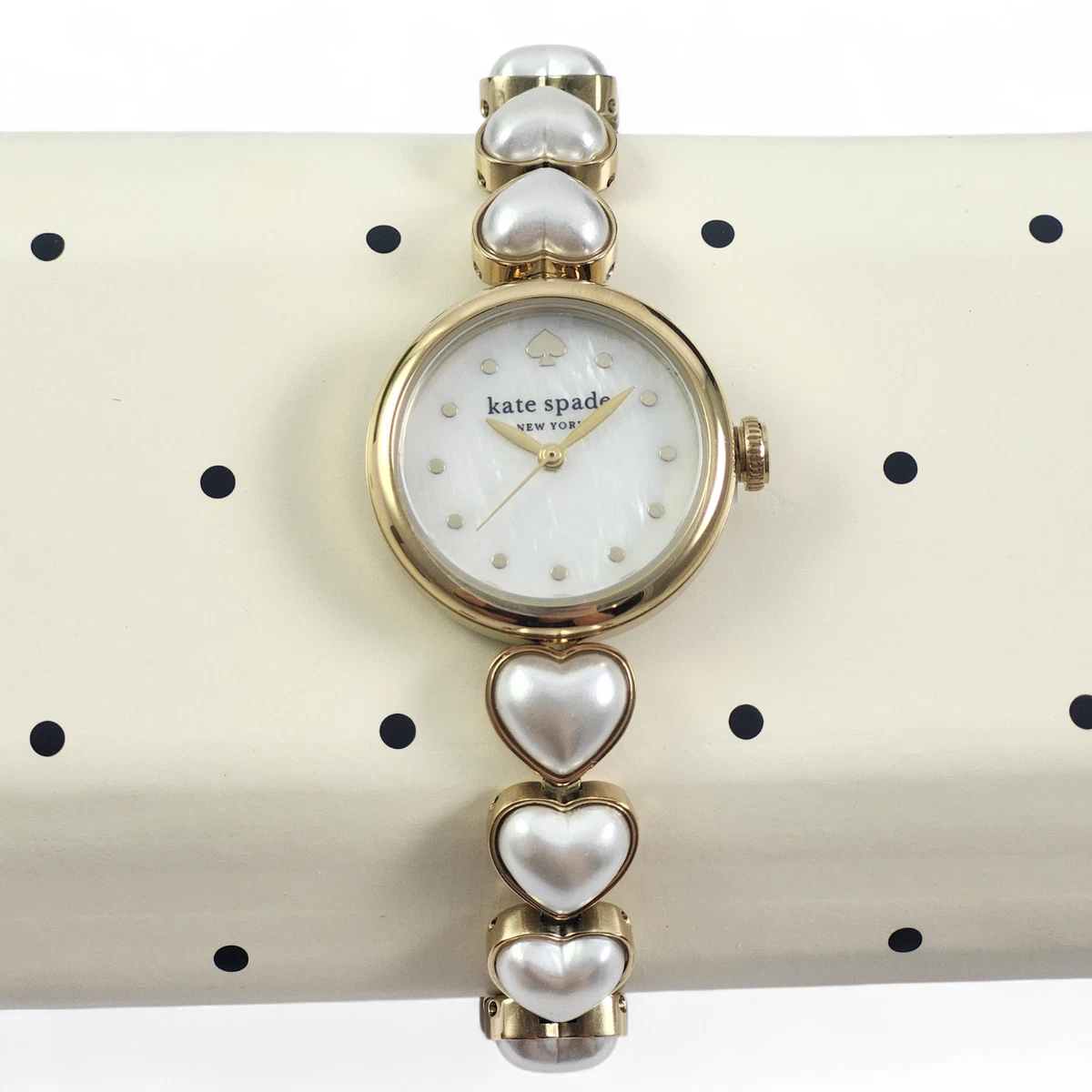NEW Kate Spade Gold Monroe Pearl Heart Bracelet Watch 