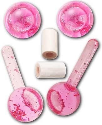 Lazzybeauty Pack of 2 Facial Ice Globes, Facial Roller Massager, Cooling