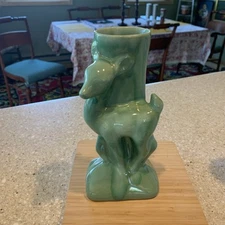 Dryden Deer Vase, Signed Arkansas Pottery