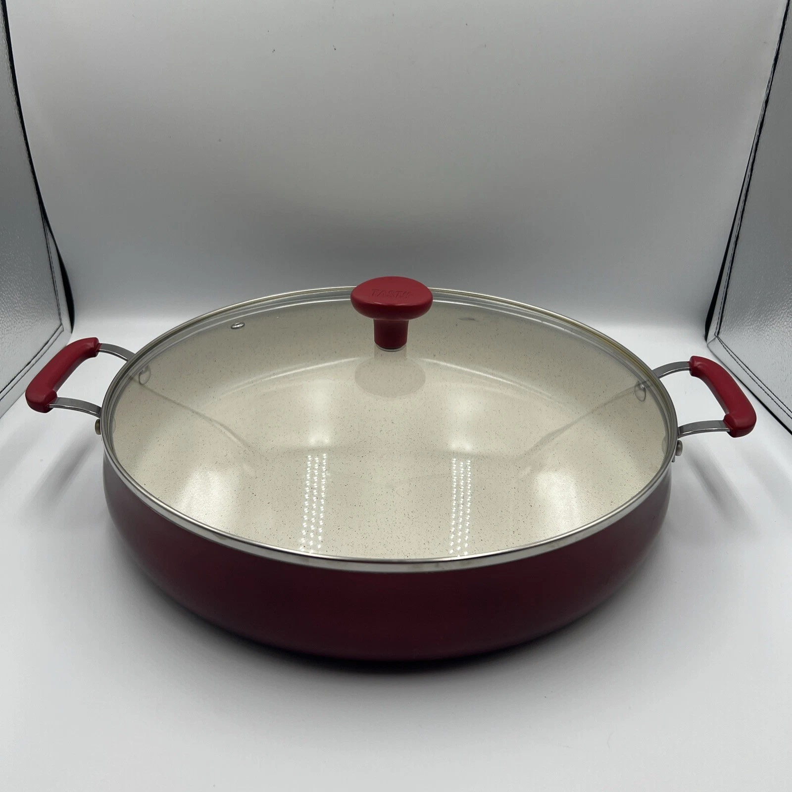 Tasty Clean Ceramic 13" Non-Stick Aluminum Centerpiece Sauté Pan with Glass Lid