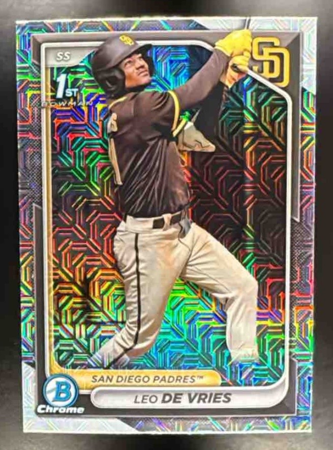2024 Bowman Chrome Baseball Leo De Vries #BCP-179 1st Mega Box Mojo Refractor