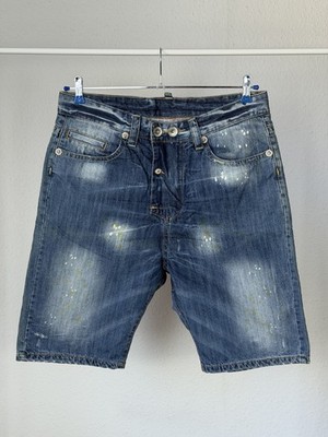 Dsquared2 Distressed Denim Shorts Size 50 Blue Paint Splatter Vintage Wash
